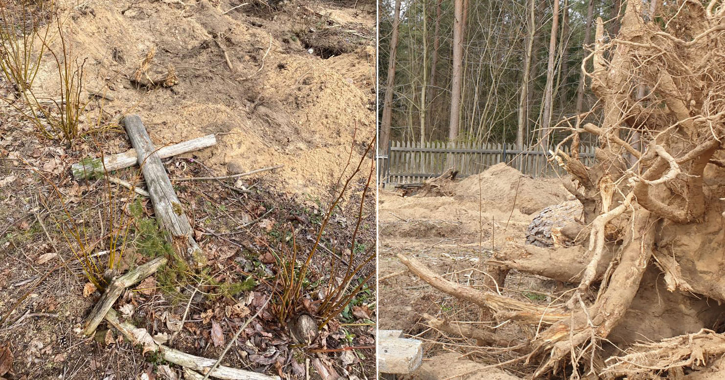 Zerstörungen der Gräber in NeuendorfFoto: Urszula Pasławska/facebook.com
